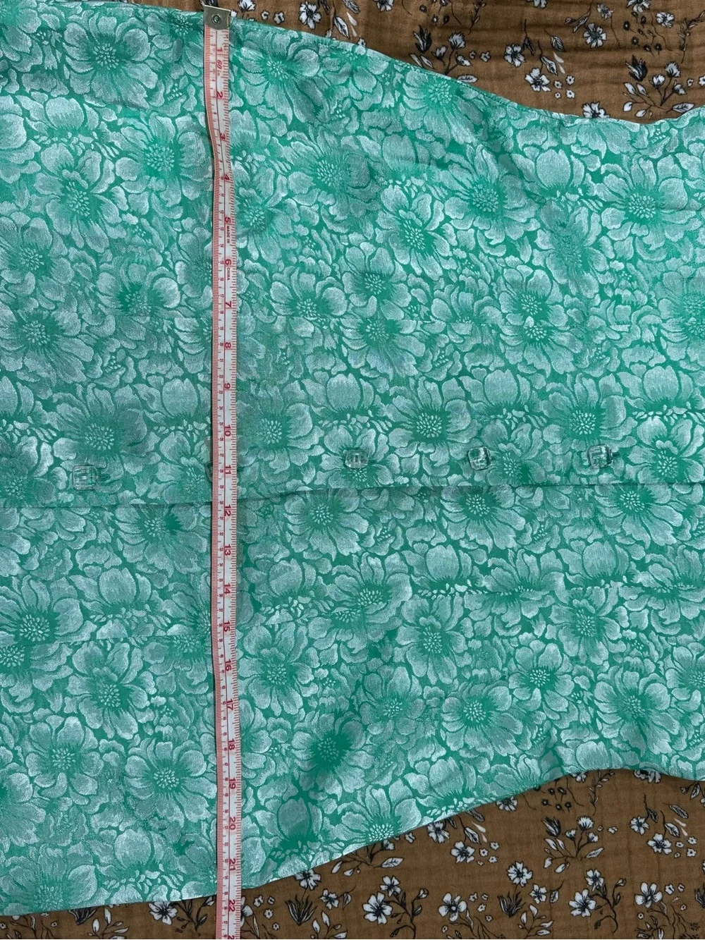 Vintage Floral Maxi Dress | Jacquard Brocade Metallic | Button Up Sleeveless - Picture 10 of 11